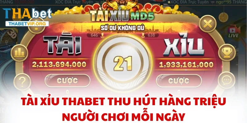 Tài xỉu THABET thu hút hàng triệu người chơi mỗi ngày